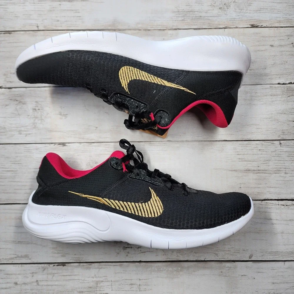 Sz 12 WMNS(Men 10.5) NIKE Flex Experience RN 11 NN Blk/Metallic Gold‎ DD9283 011